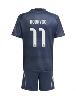 Real Madrid Rodrygo Goes #11 Replika Borta Kläder Barn 2025-26 Kortärmad (+ byxor)